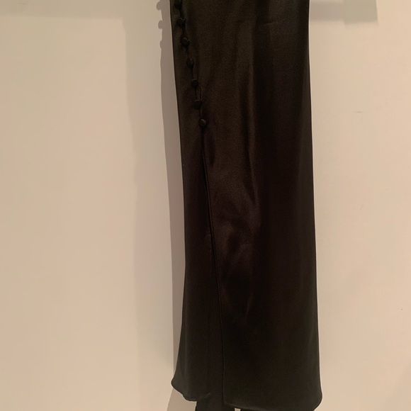 Zara black cowl slip dress with a slit on the side and bottom detail size s. - Picture 3 of 5